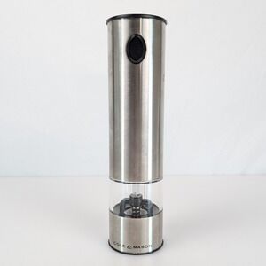 Cole & Mason Electric Salt Pepper Grinder Mill Battersea Stainless Steel LED